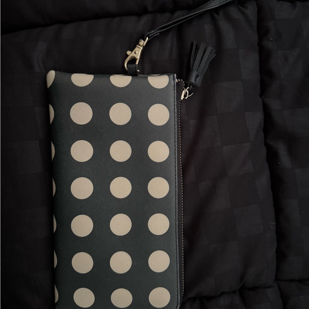 Black-and-White Polka Dot Wallet Clutch Bag